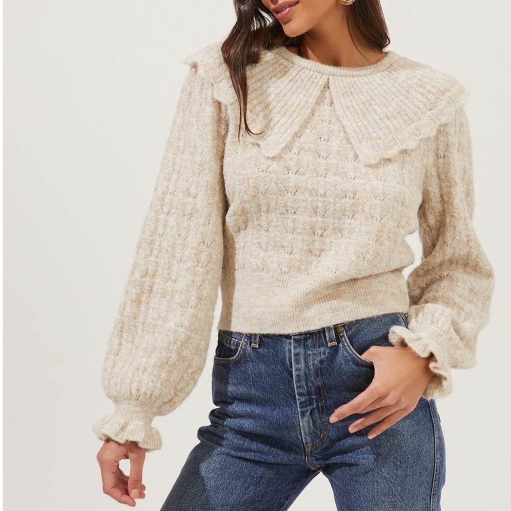 ASTR THE LABEL Safford pointelle oversized Knit Sweater size medium